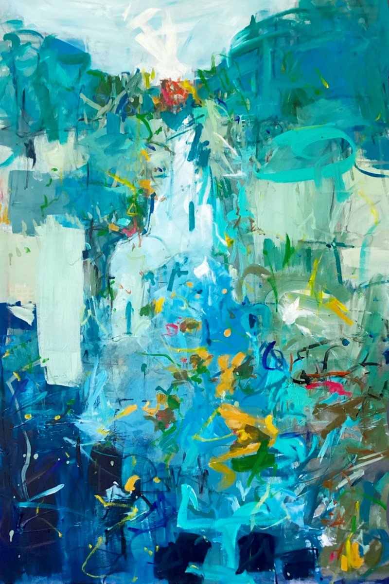 Impressionistic Landscape Painting By Irene Wilkes, 39 X 59, From The Bridge To The Hall, Original Artwork