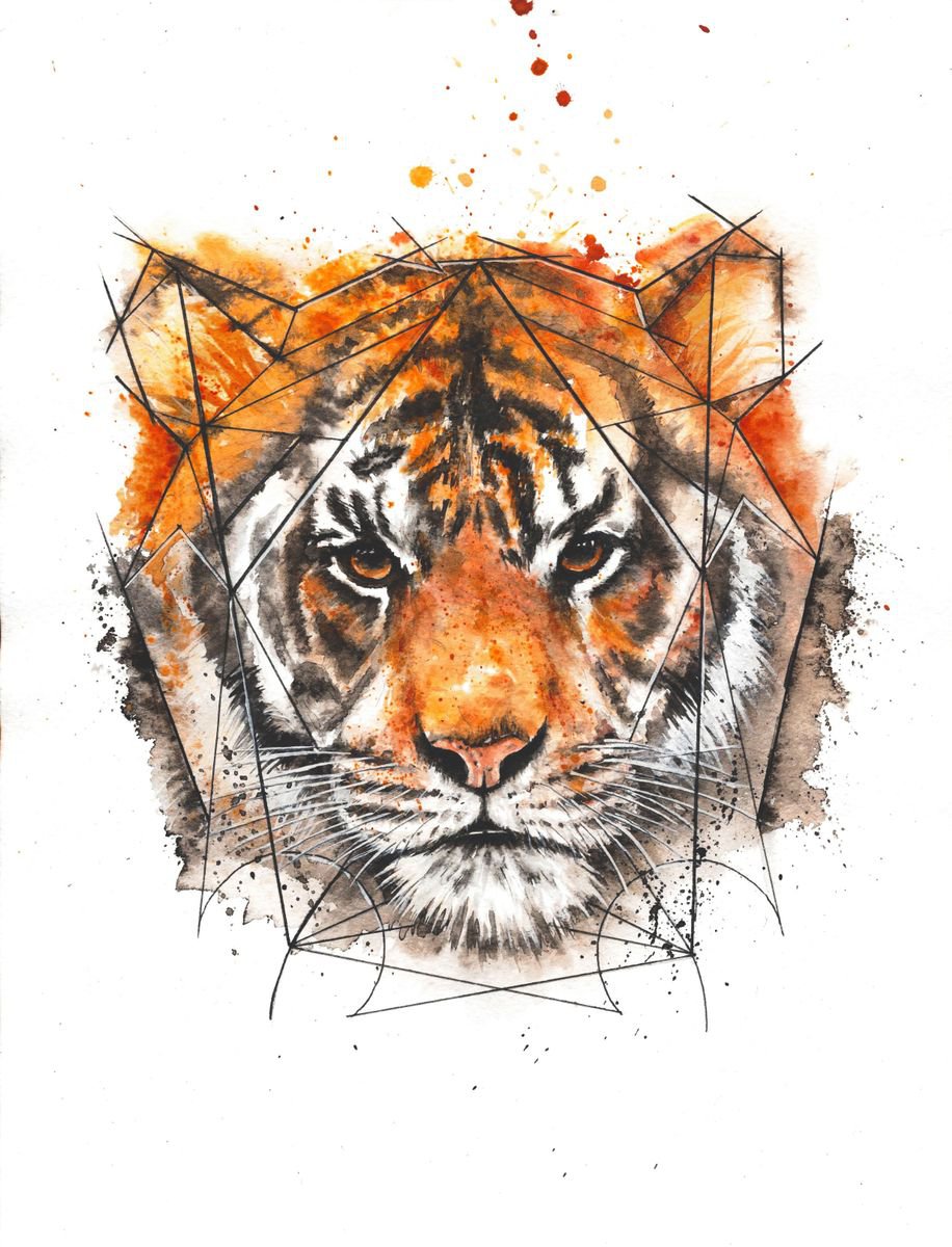 Expressive Animal Watercolour By Doriana Popa, 8 X 10, Tiger, Original Artwork