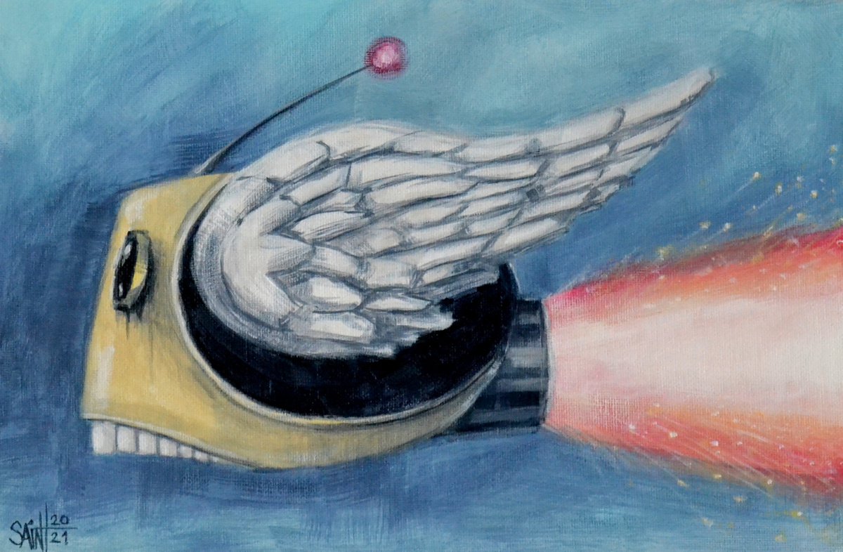 Flying Head Robot Painting by Ruslan Aksenov (Axenov)