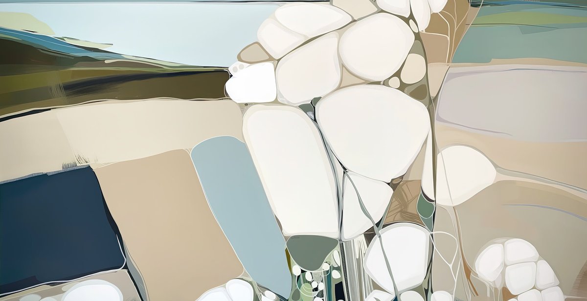 Abstract Acrylic Painting By V+V Kniazievi, 83 X 43", Memories Of Wimereux #3, Original Artwork