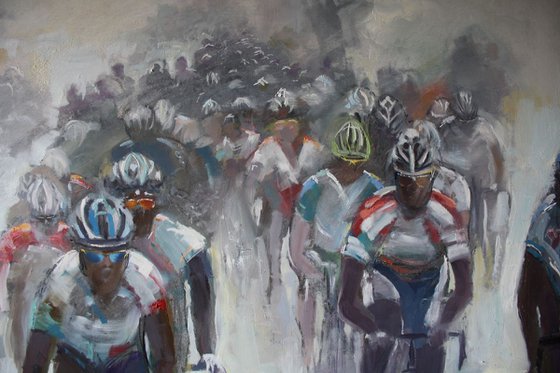 'Paris Roubaix over the Cobbles' Cycling Painting