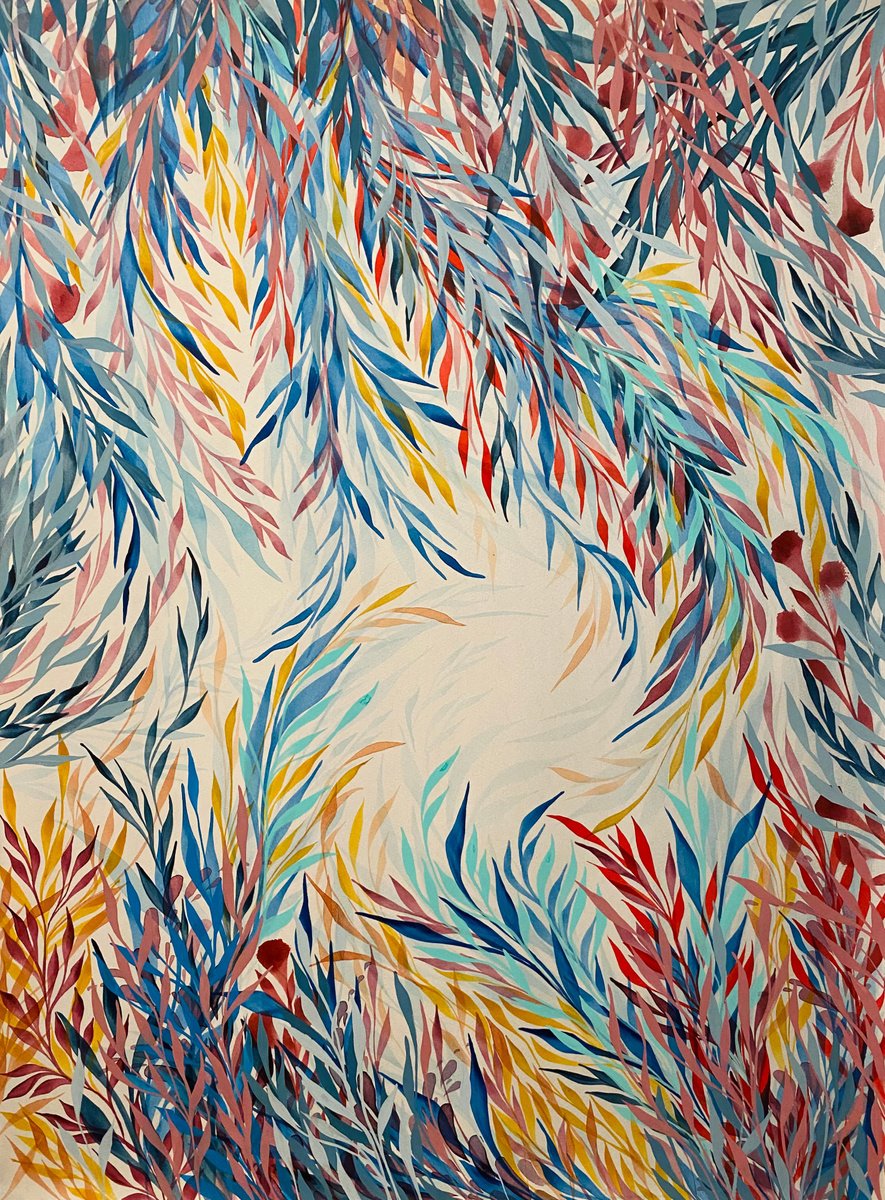 Organic Botanical Painting By Shushanik Karapetyan, 22 X 30", Absence In Presence, Original Artwork