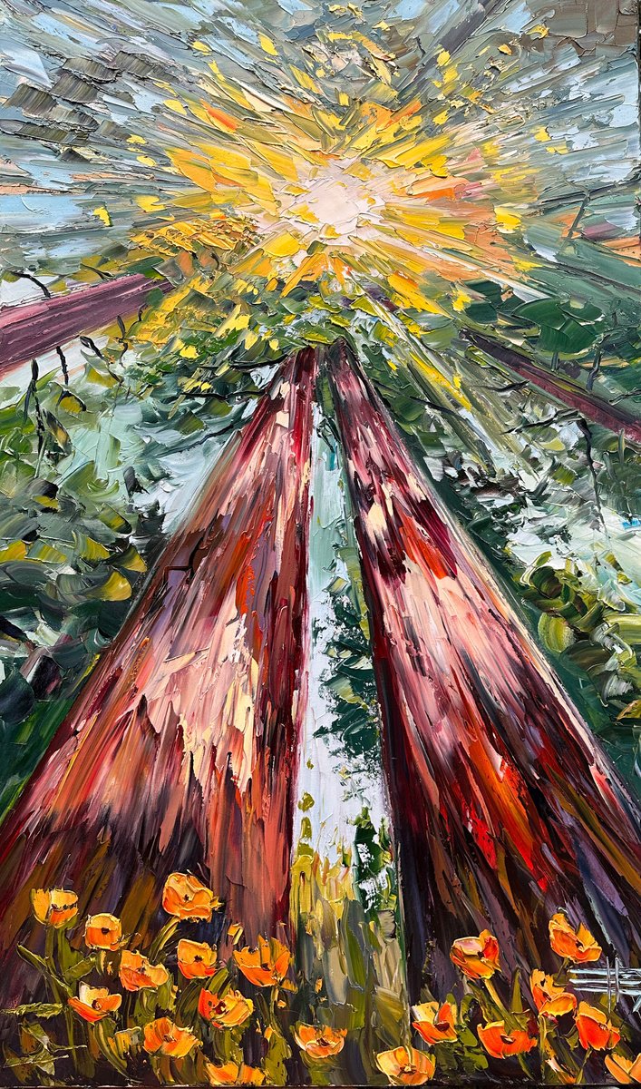 Impressionistic Landscape Oil Painting By Lisa Elley, 36 X 60", The Stillness That Made Me, Original Artwork