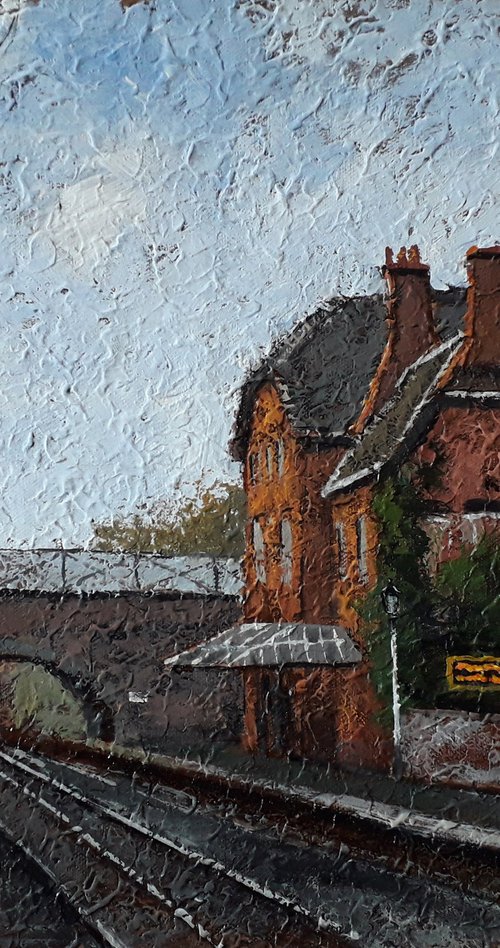 Cressington railway station Liverpool. Canvas painting. by Alexander Zhilyaev