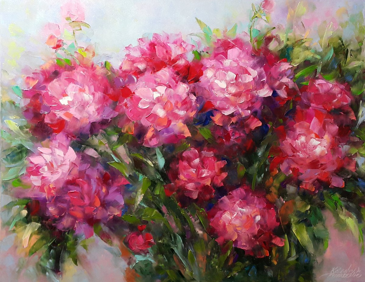 painting flowers Peonies, Painting Original Art, Oil Impasto Artwork, Flower Painting, Art... by Kseniya Kovalenko