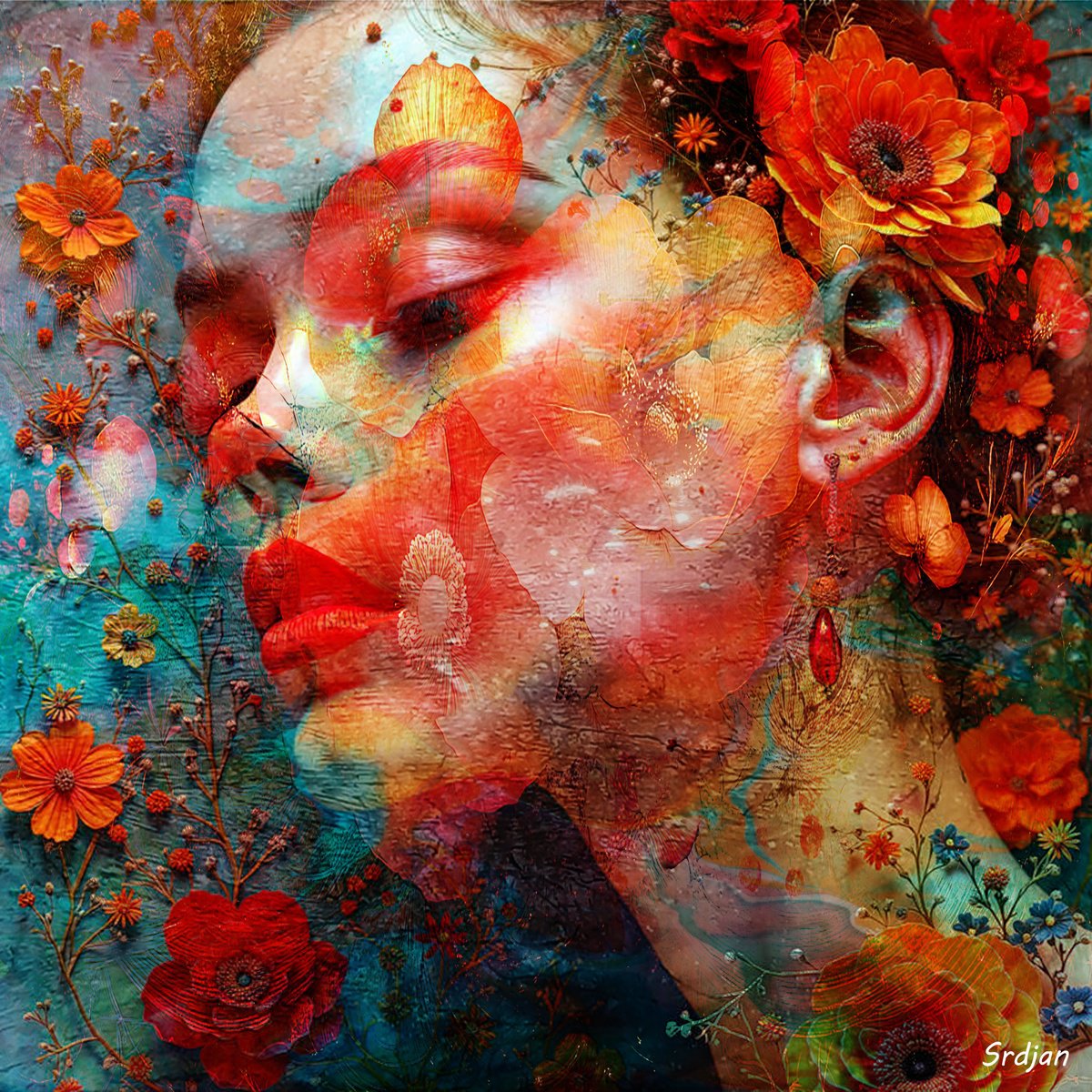 Illustrative Portrait Photograph By Srdjan Jevtic, 39 X 39", Peace Of Mind, Original Artwork