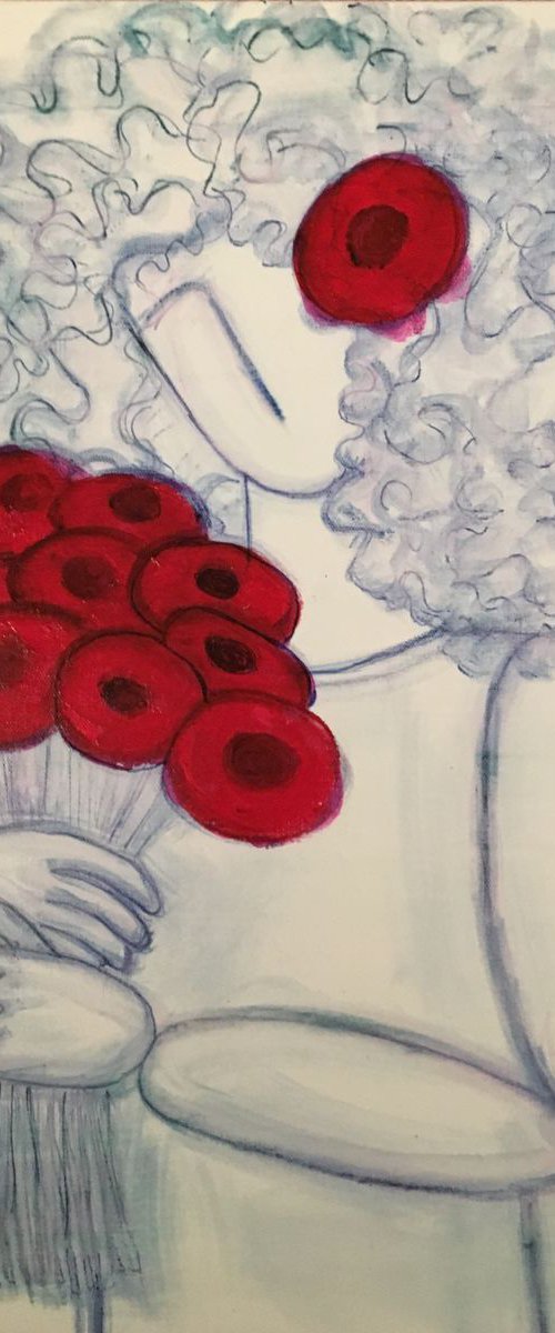 Girl with poppies. Abstract painting by Anya Getter