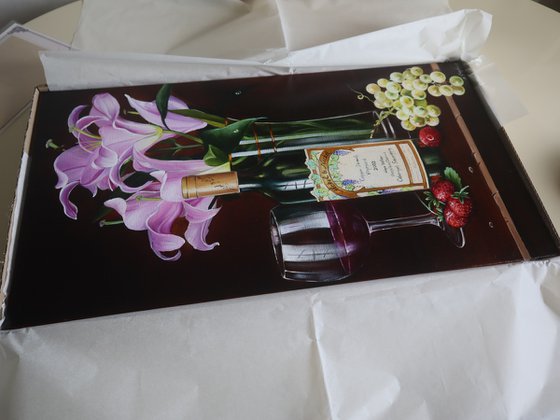 Pink Lilies and Red Wine