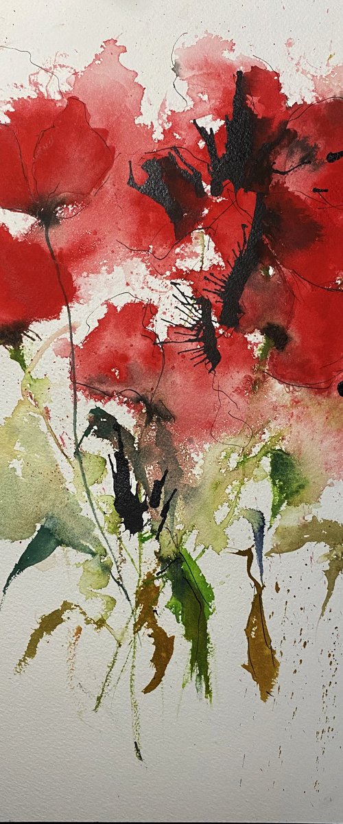 Abstract poppies by YŪREI