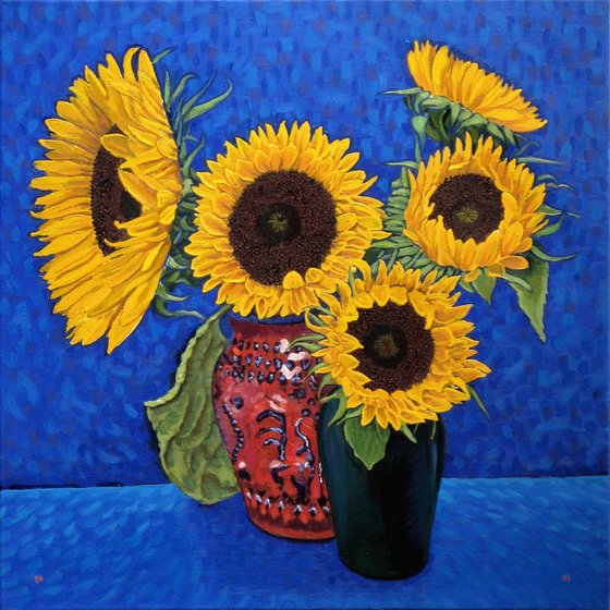 Two Vases of Sunflowers