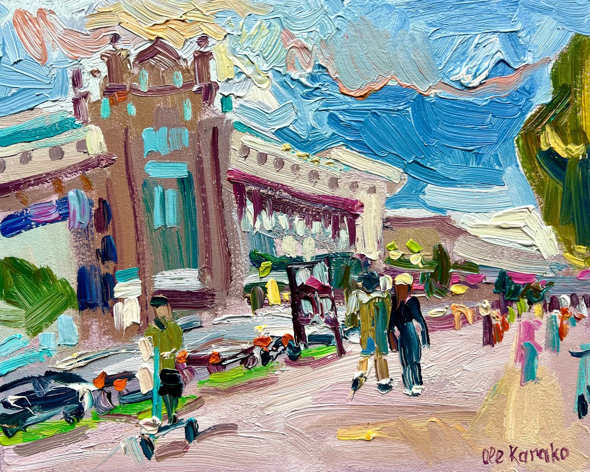 Impressionistic Cityscapes Oil Painting By Ole Karako, 12 X 9", Tsum, Original Artwork
