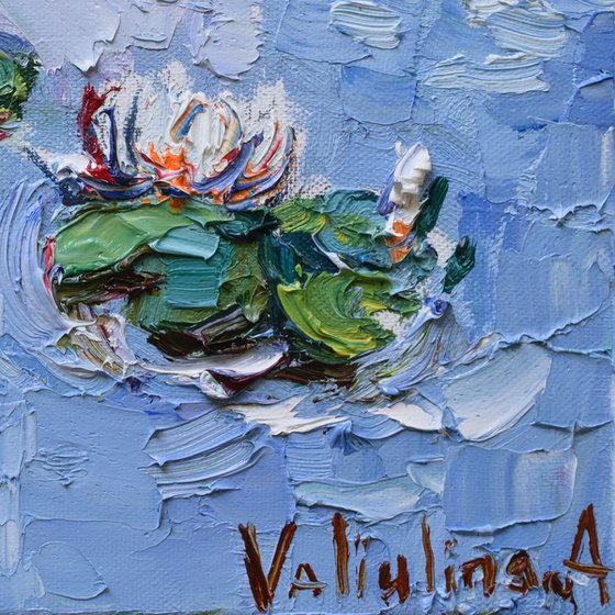 White water lilies Original Oil painting