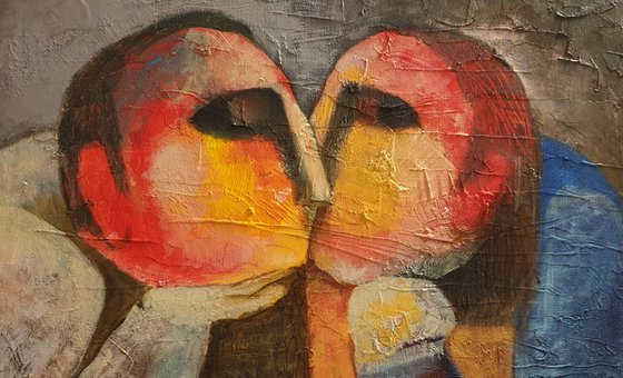 Kiss(Acrylic painting, 60x70cm, ready to hang)