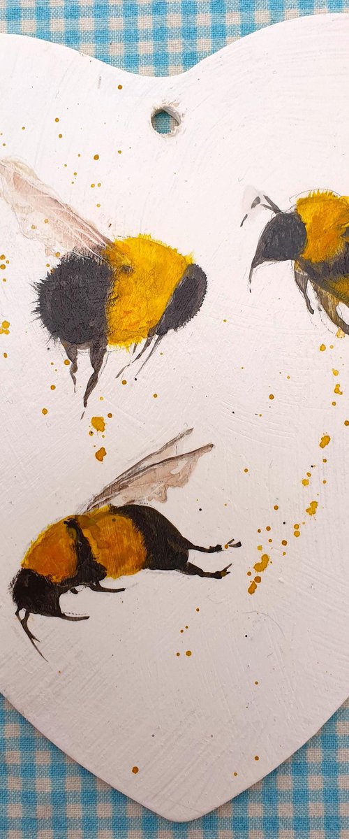 Bees in motion Heart by Teresa Tanner