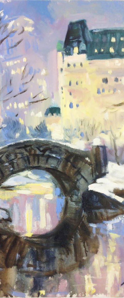 New York City Winter   oil painting on canvas Central park by Nataliia Nosyk