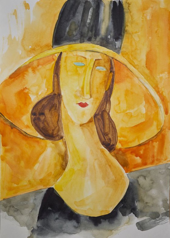 The Variation of Jeanne Hébuterne. Watercolor