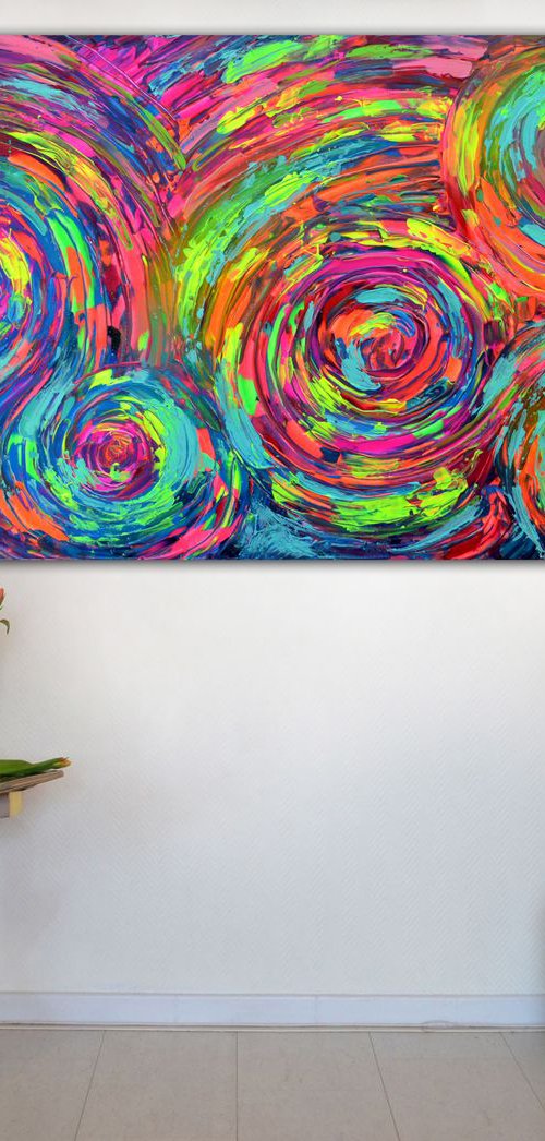 Gypsy Dance 3 - Large Painting, 130x70 cm, Abstract Painting, Modern Fauve Neogestural - Ready to Hang by Soos Tiberiu