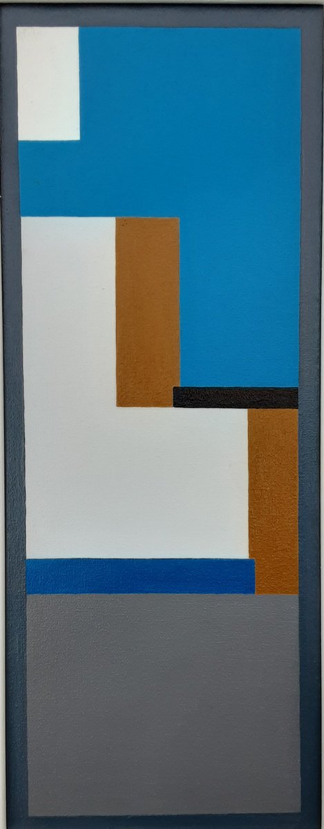 Abstract Oil Painting By Paul Heron, 10 X 22", Abstract Composition., Original Artwork