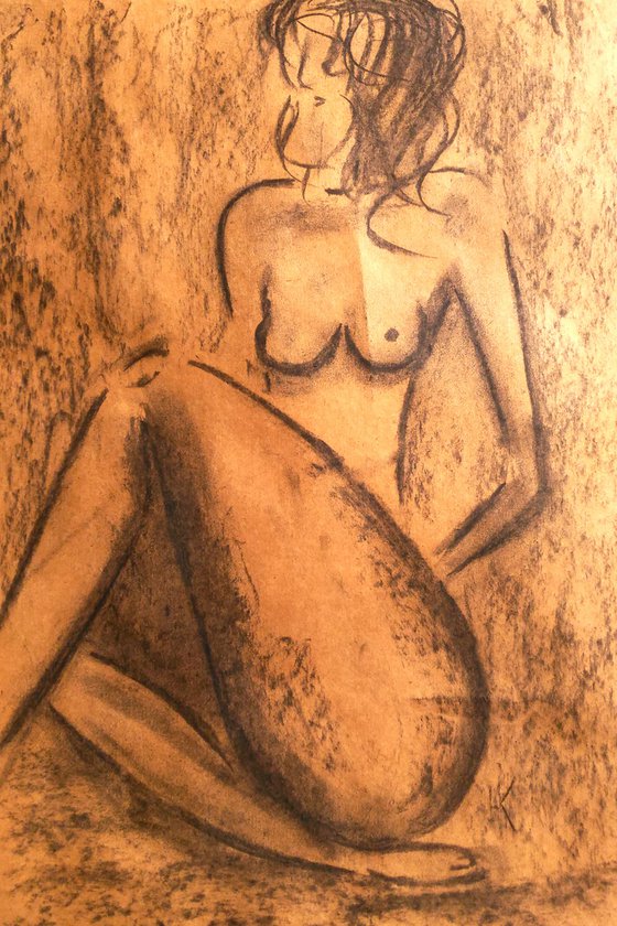 Woman Nude Charcoal Art