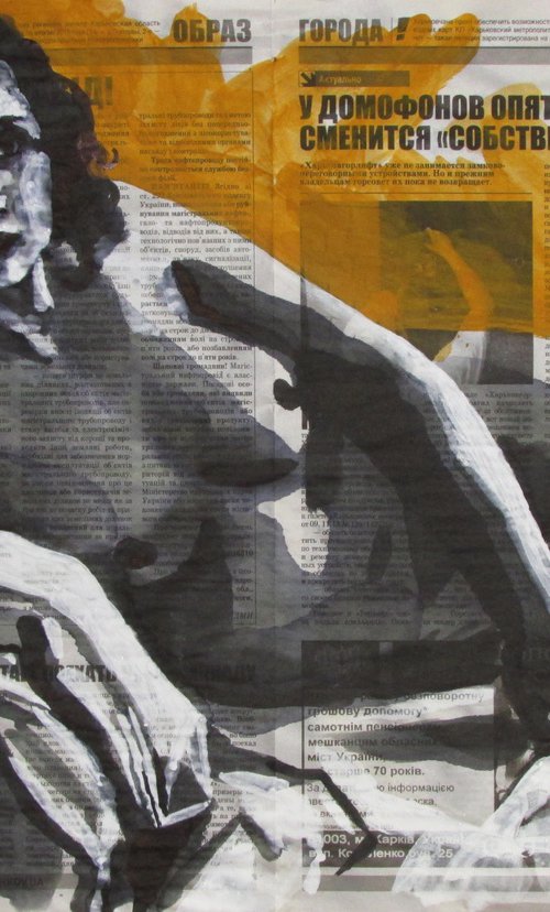 Nude on yellow background by Kateryna Bortsova