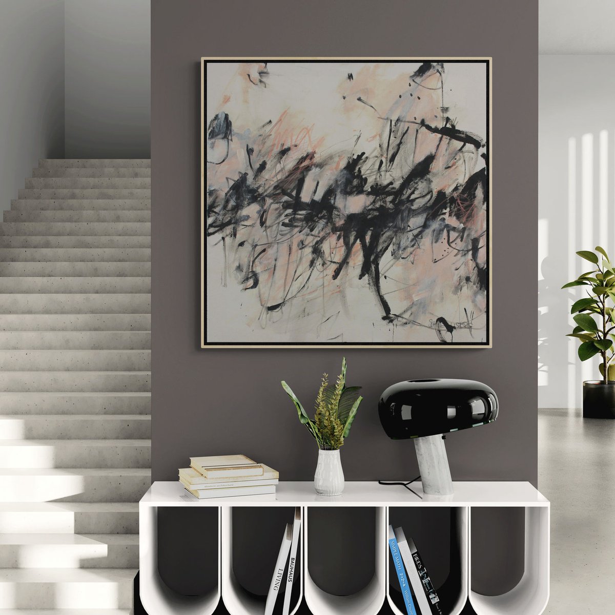 Expressive Abstract Acrylic Painting By Daniela Schweinsberg, 31 X 31, Fruit Basket I, Original Artwork