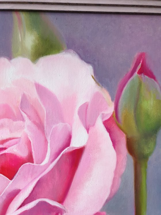 "Sounds of tenderness."  rose flower  liGHt original painting  GIFT (2021)