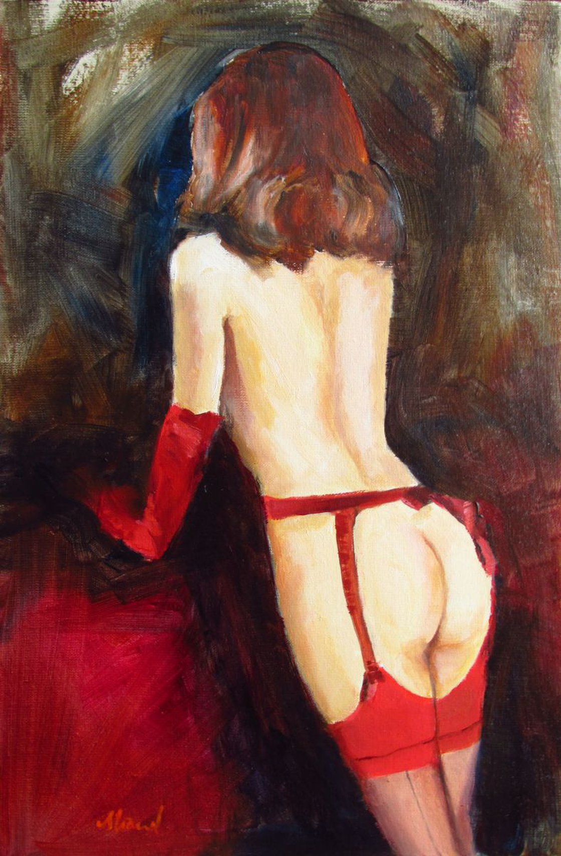 Sexy Lady in Red Panties Lingerie Canvas Wall Art Picture Print -   Canada