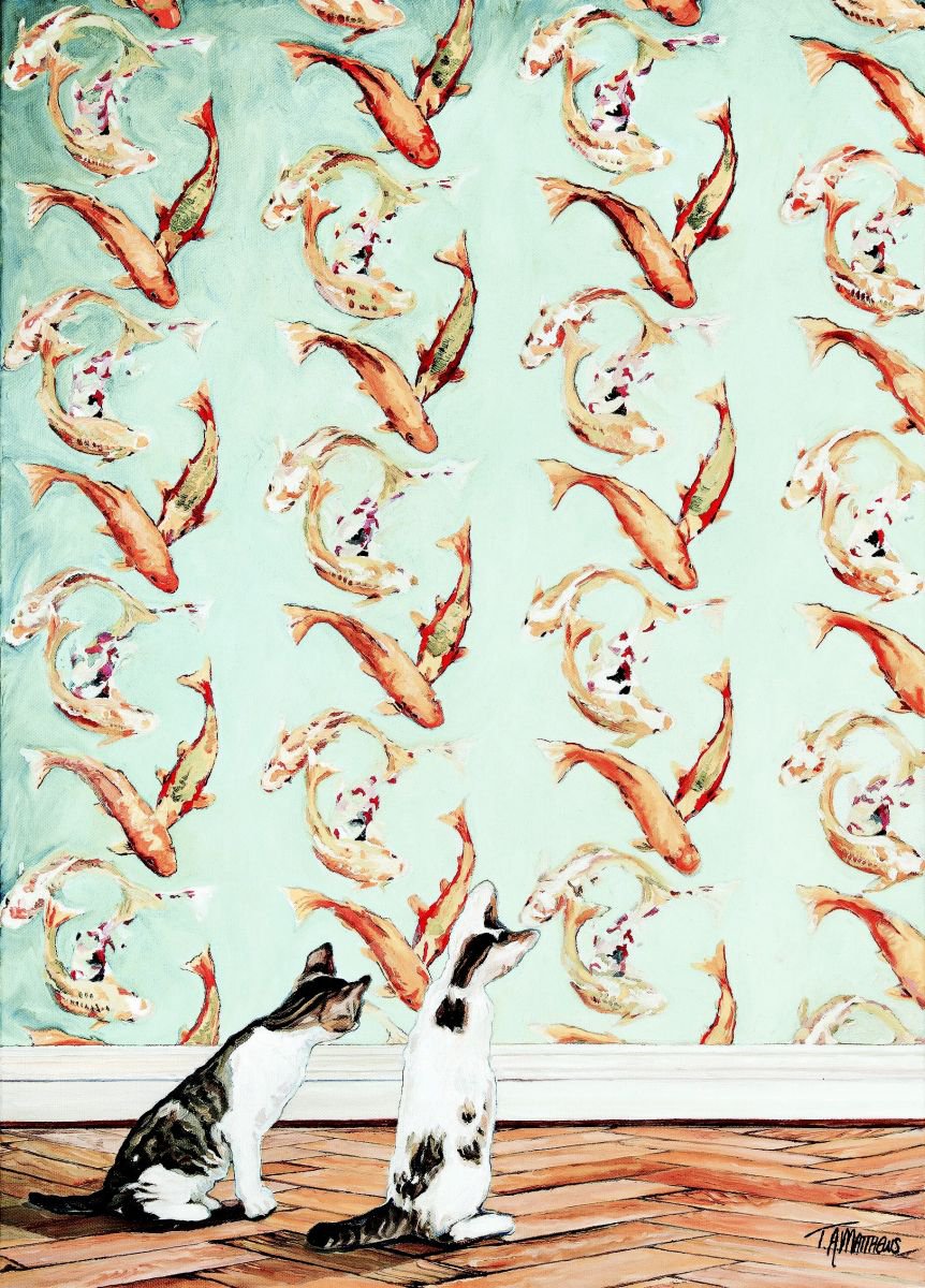 Impressionistic Animal Giclee Print By Timothy Adam Matthews, 20 X 26", Curious Kittens, Original Artwork