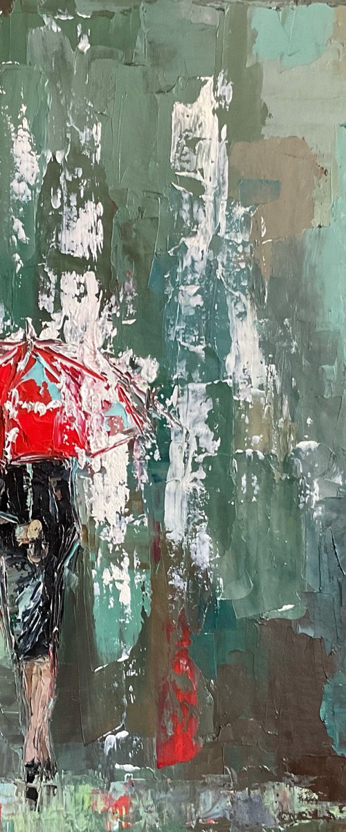 Red umbrella by Mariia Hyhar
