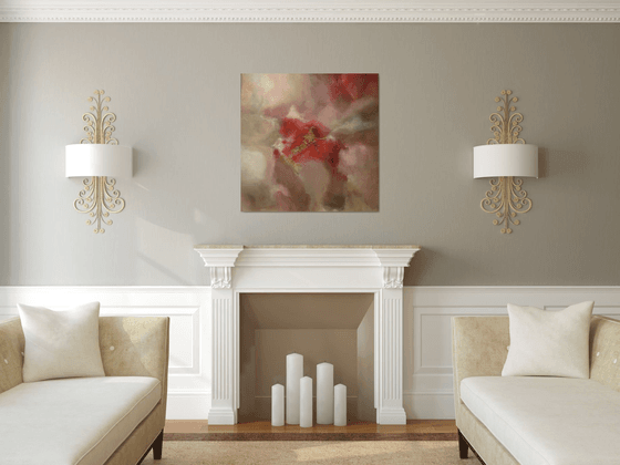 Desire Abstract paintings Large paintings 36x36in. Pink paintings Red paintings