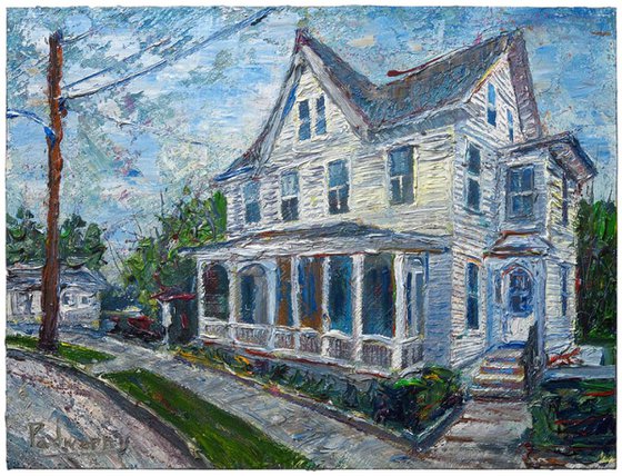 NAMELESS TOWN (cat. ref. m971) - Original oil painting realism architecture