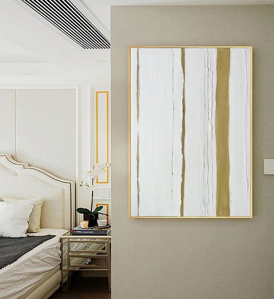 White and Gold abstraction.  Golden lines on white.