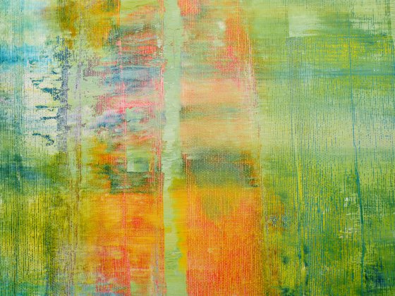 70x50 cm | 23.5 x 19.5″ Green Orange Abstract Painting Original Canvas Art