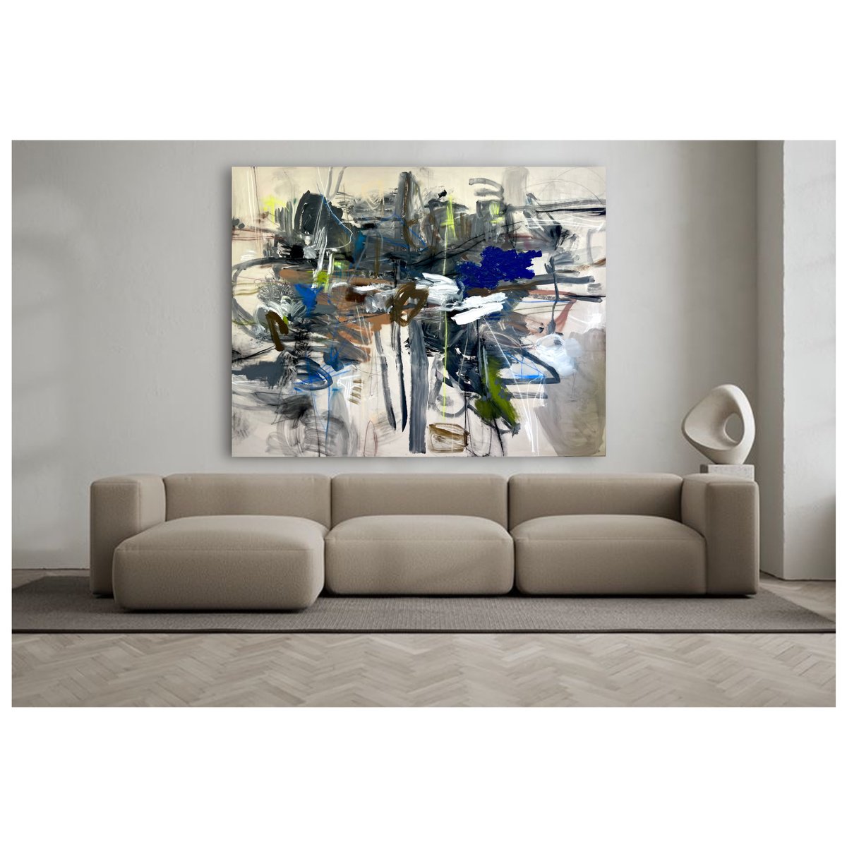 Expressive Abstract Acrylic Painting By Maria Esmar, 87 X 67", Come As You Are, Original Artwork