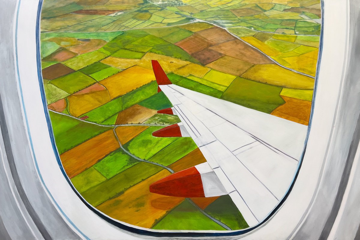 Impressionistic Landscape Acrylic Painting By Km Arts, 72 X 48", Looking For The Summer, Original Artwork