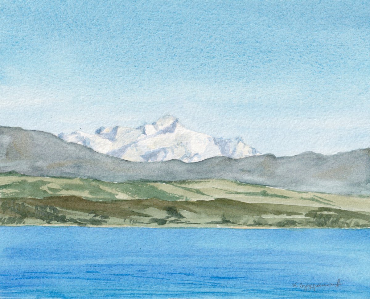 View of the Mont Blanc from Nyon by Krystyna Szczepanowski