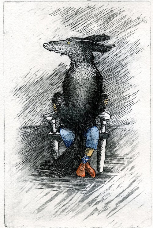 Limited Edition Etching 'The Lap Dog' by Kevin Maddison