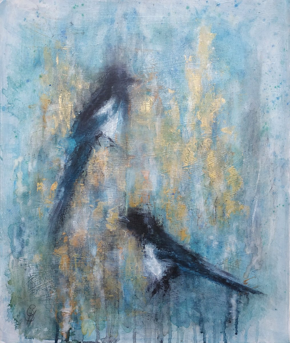 Expressive Animal Painting By Sbboursot, 18 X 22", Two For Joy Vi, Original Artwork