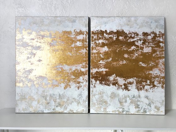 White and gold diptych