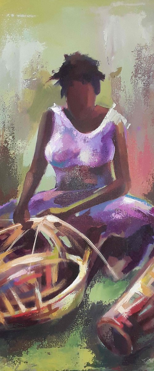 The basket weaver, African Basket by Alex Mensah