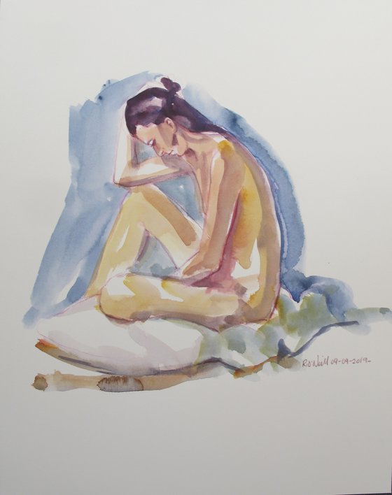 seated female nude