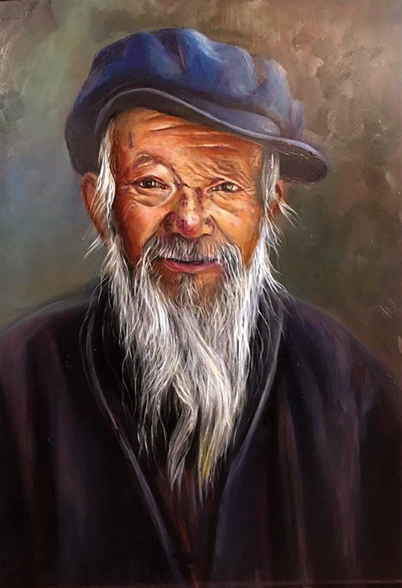 Old Man With Hat By Jennie Smallenbroek, 29 X 37, Artwork For Sale On Artfinder