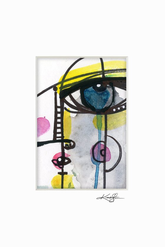 Little Funky Face 35 - Abstract Painting by Kathy Morton Stanion