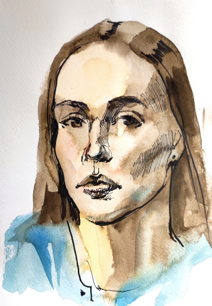 Natalia Miasnikova | Original  Watercolour | Muse In Blue | 20 X 30Cm | Artwork For Sale On Artfinder