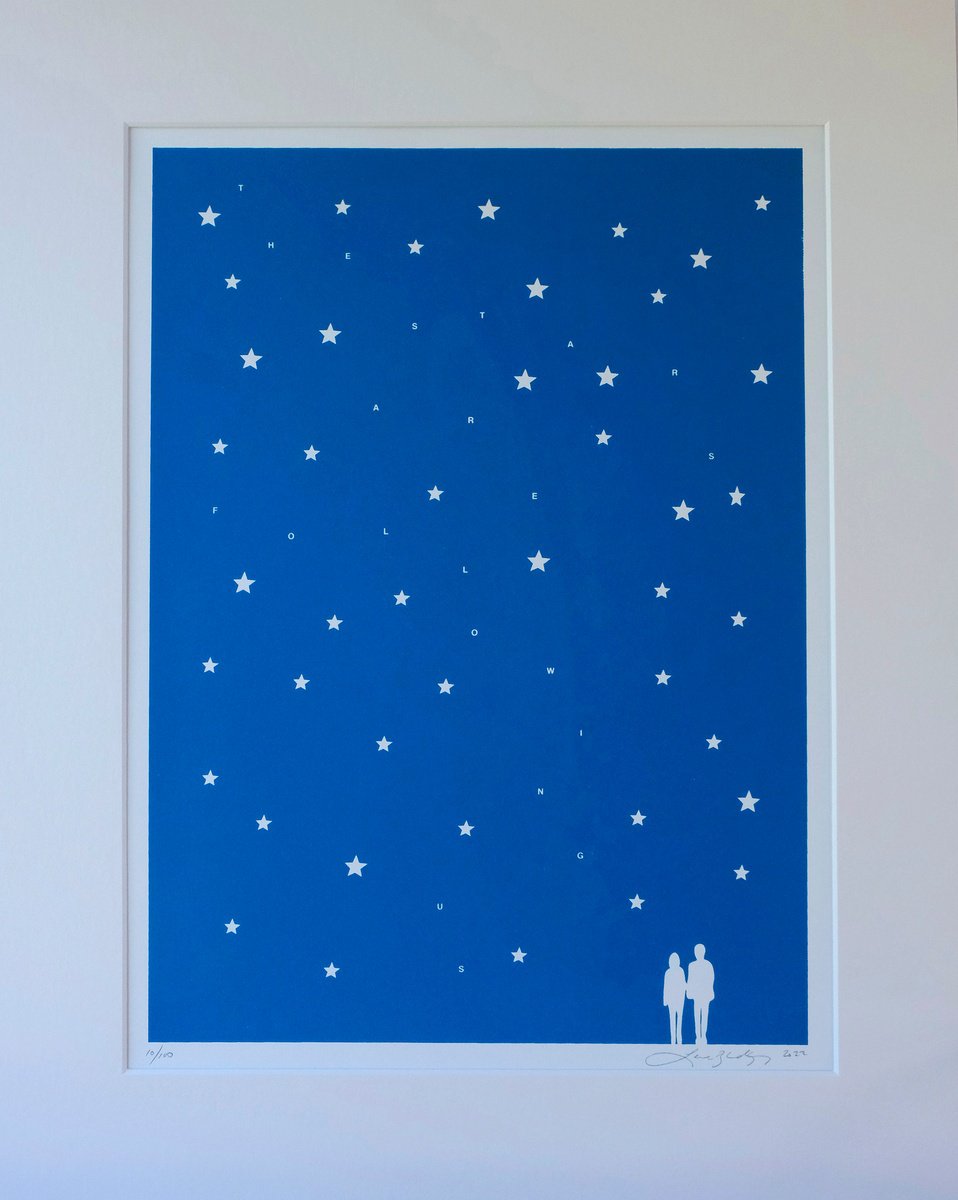 Portrait Screenprint By Lene Bladbjerg, 16 X 20", The Stars Are Following Us, Original Artwork