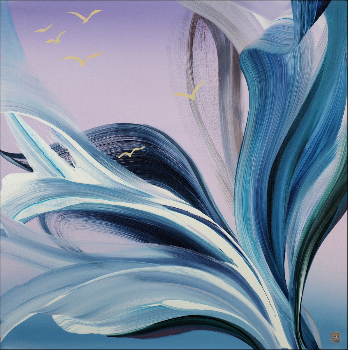 Abstract Acrylic Painting By Novi Lim, 30 X 30", Riviera, Original Artwork