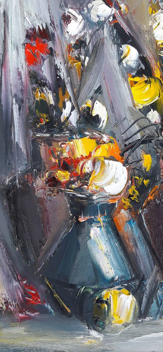 Still life 41x58cm, oil painting, ready to hang, abstract still life, palette knide still life