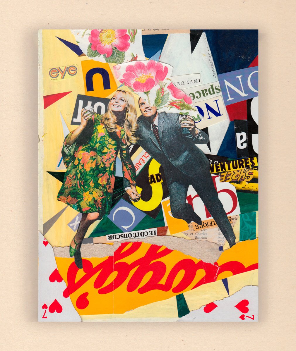 Portrait Collage By Jon Garbet, 11 X 13, The Adventure, Original Artwork