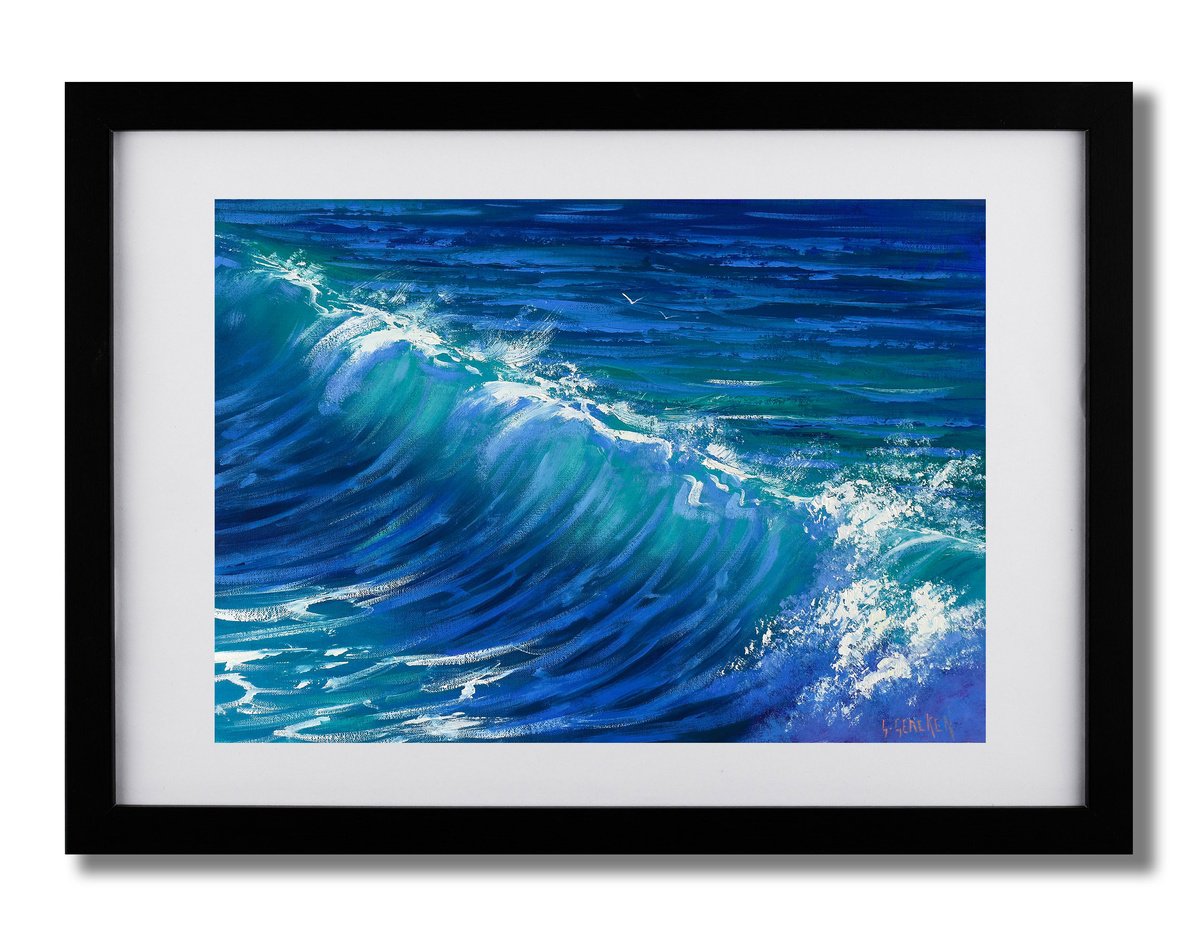 Ocean Wave Break By Graham Gercken, 16 X 11, Artwork For Sale On Artfinder