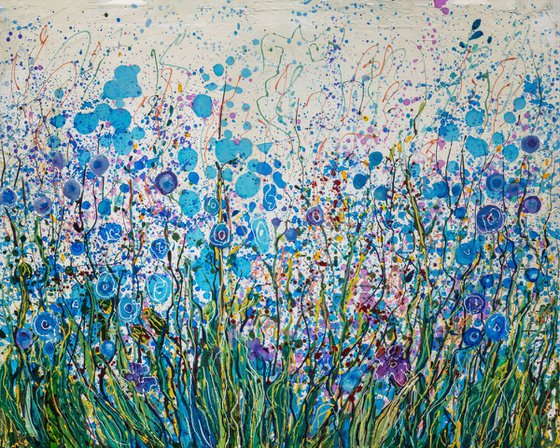 Mid Summer Meadow Flowers - Original Painting   by Olena Art